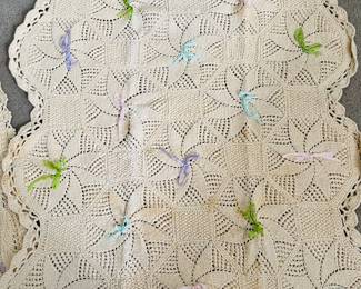 Vintage Hand Crocheted Baby Blanket 
