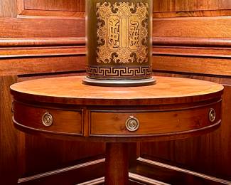Drum Table with Brass Paw Feet