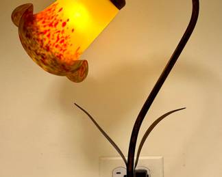 Art Glass Light with Metal Work