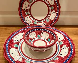 Hand Painted Vietri "Pig" Dishes