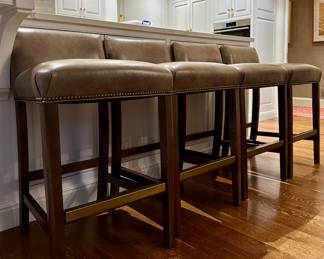 (4) Vanguard Furniture Leather Bar Stools