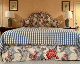 King Upholstered Headboard with Brunschwig & Fils Fabric (mattress & boxspring not included)
