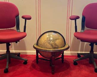 (2) Herman Miller Desk Chairs & Vintage Globe