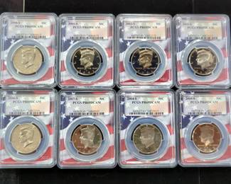 2000 S-2007 S Kennedy Half Dollars, Total Qty 8, All Certified By PCGS And Graded PR 69 DCAM