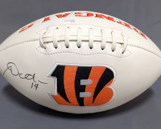Andy Dalton Cincinnati Bengals Autographed Football With JSA COA Card And Sticker
