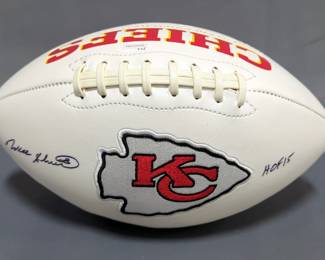 Will Shields (HOF) Kansas City Chiefs Autographed Football With JSA COA Card And Sticker