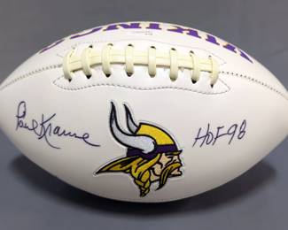 Paul Krause (HOF) Minnesota Vikings Autographed Football With JSA COA Card And Sticker