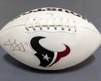 Jaelen Strong Houston Texans Autographed Football With JSA COA Card And Sticker