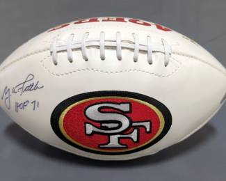 Y. A. Tittle (HOF) San Francisco 49ers Autographed Football With TriStar COA Card And Sticker