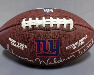 Shawna Waldron New York Giants Autographed Football With Schwartz COA Card And Sticker
