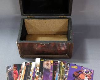 Basketball Cards Including Kobe Bryant, Kevin Garnett, Allen Iverson, And More, Qty 41, In Wood Storage Box