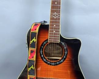 Fender Hot Rod Design Acoustic Guitar, Model # T-Bucket 300CE 3TS, Serial # CSF11002206, With Guitar Strap In Hard Case