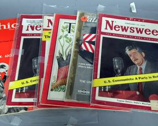 Vintage Magazines Including Time, Newsweek, Chicago, And Saturday Review, Total Qty 6