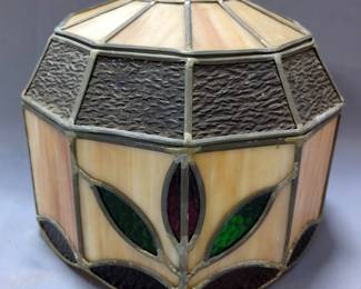 Vintage Stained Glass Lamp Shade, 10" W x 8" H