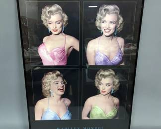 Marilyn Monroe Poster Framed Under Glass, 24" W x 36.5" H, And Marilyn Monroe Print Framed Under Glass, 16" W x 14" H