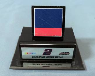 Brad Keselowski Nascar Race-used Sheet Metal Display, And Omni Electric Helmet