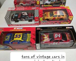 tons of vintage nascar in original packaging. too many to photograph them all.
