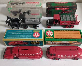 metal texaco banks.  there are too many to photograph them all individually.