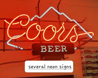 Several neon beer signs.  I know I saw a Budweiser, and an Old Milwaukee, and there may be more. 