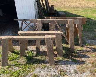 VERY OLD WOOD SAW HORSES.  THIS IS MY FAVORITE FIND AND THIS SALE.  WOW. 