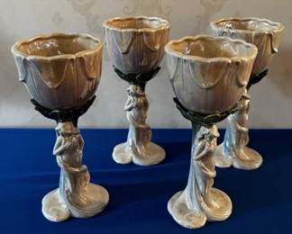 Fitz  & Floyd art nouveau 1978 lusterware goblets