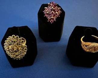 Sterling silver rose cut diamond ring, size 7.5, Sterling silver and garnet ring, size 6.5 and Sterling silver diamond ring, size 7