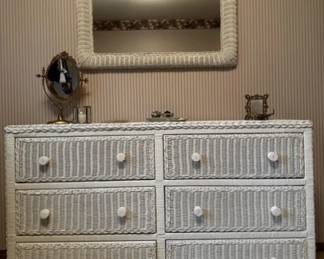 Wicker dresser and mirror
