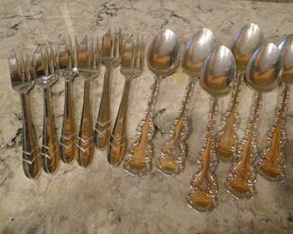 Sterling silver, with mark 6 forks and 6 spoons.