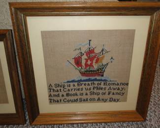 One of a kind cross-stitched piece.