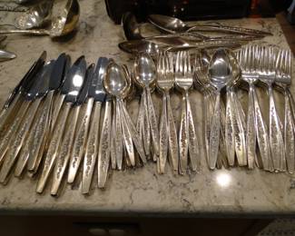 Set of 12 everyday vintage silverware, silver plate.