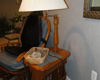 Lamp side table with glider rocker, two perfect nursery items