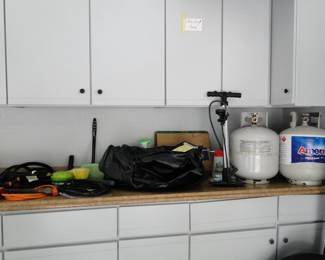 Propane tanks, and air pump