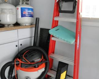 Ladder and Shop-Vac and gardening knee pads