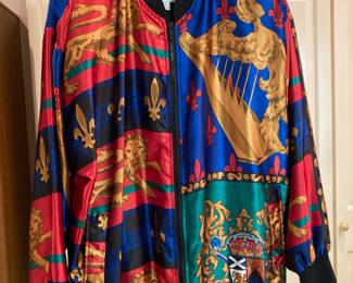 Venezia Uitale Silk Lion/Angel/Lyre Design Bomber Jacket