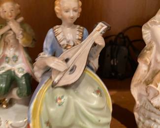 Colonial Lady Playing Mandolin Figurine