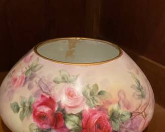 Limoge Style Hand Painted Rose Vase 