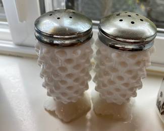 Hobnail Milk Glass Salt and Pepper Shakers