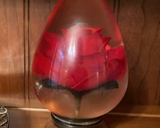 Cloth Rose Encased in Glass