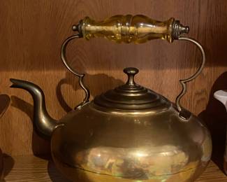 Brass Footed Teapot with Amber Handle