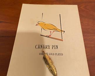 10 Karat Gold Plated Canary Pin
