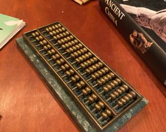 Brass and Marble Desk Abacus/Counter