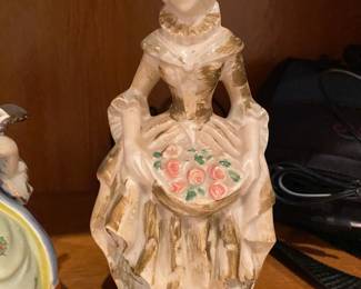 Colonial Lady with Rose Design Dress Figurine