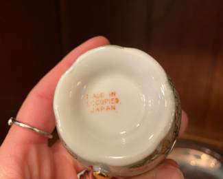 Gold Tone Floral Teacup and Saucer Made in Occupied Japan