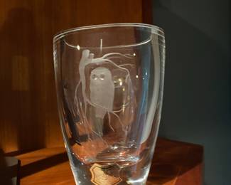 Owl Etched Whiskey Glass