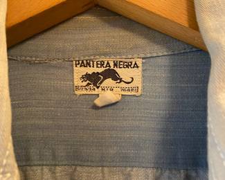 Pantera Negra Embroidered Denim Button Up Long Sleeve Shirt