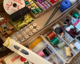 Assortment of Thread, Sewing Needles