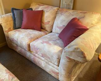 Cream/Pastel Love Seat & Ottoman