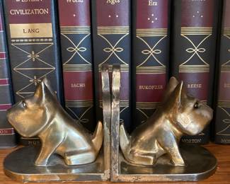 Brass Plated Bull Dog Book Ends 