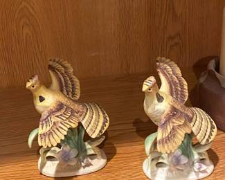 Two Napco Ceramic Ruffed Grouse Bird Figurines - B3155