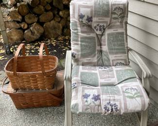 Pair of Cushioned Patio Chairs with Ottomans 